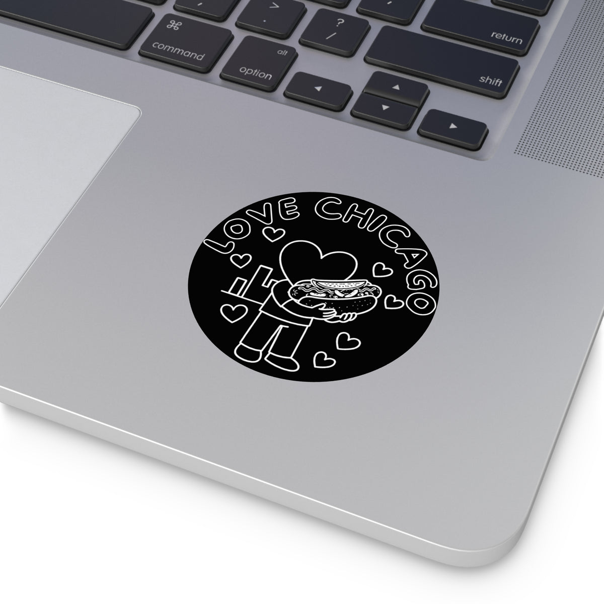 Love Chicago Hot Dog Round Vinyl Sticker