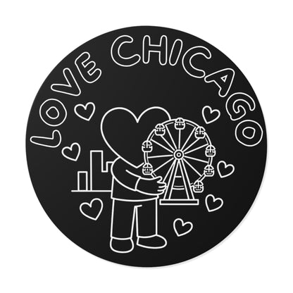 Love Chicago Ferris Wheel Round Vinyl Sticker