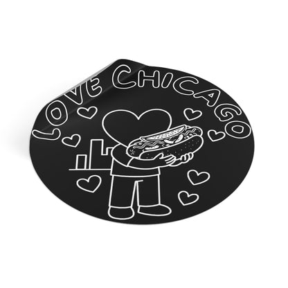 Love Chicago Hot Dog Round Vinyl Sticker