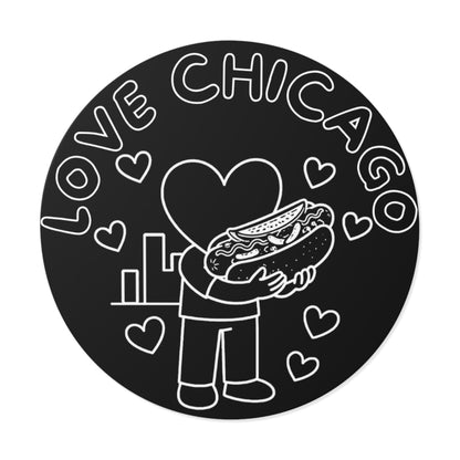 Love Chicago Hot Dog Round Vinyl Sticker