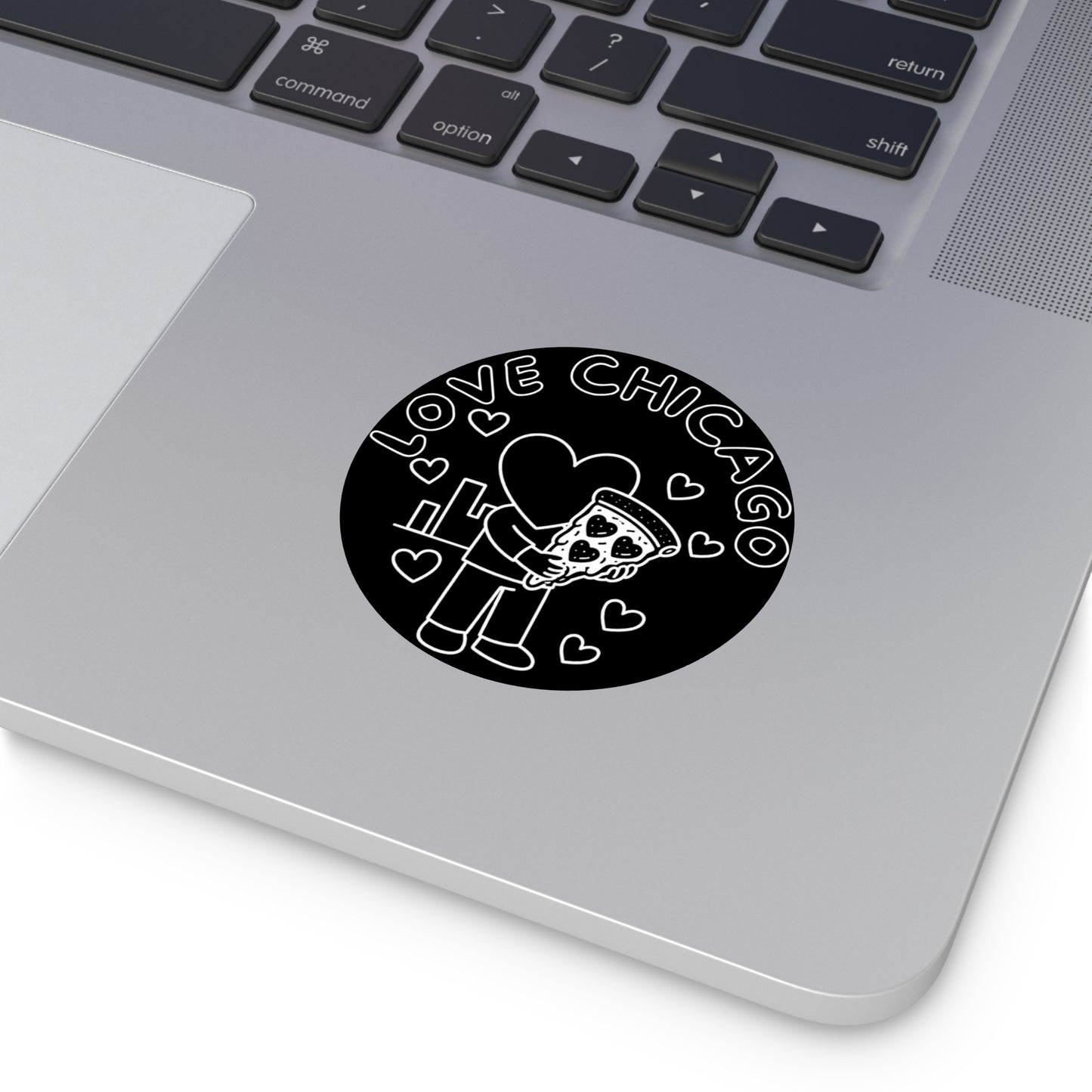 Love Chicago Pizza Round Vinyl Sticker