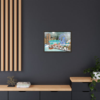Framed Lovly Pier Canvas — Nightscape Wall Art