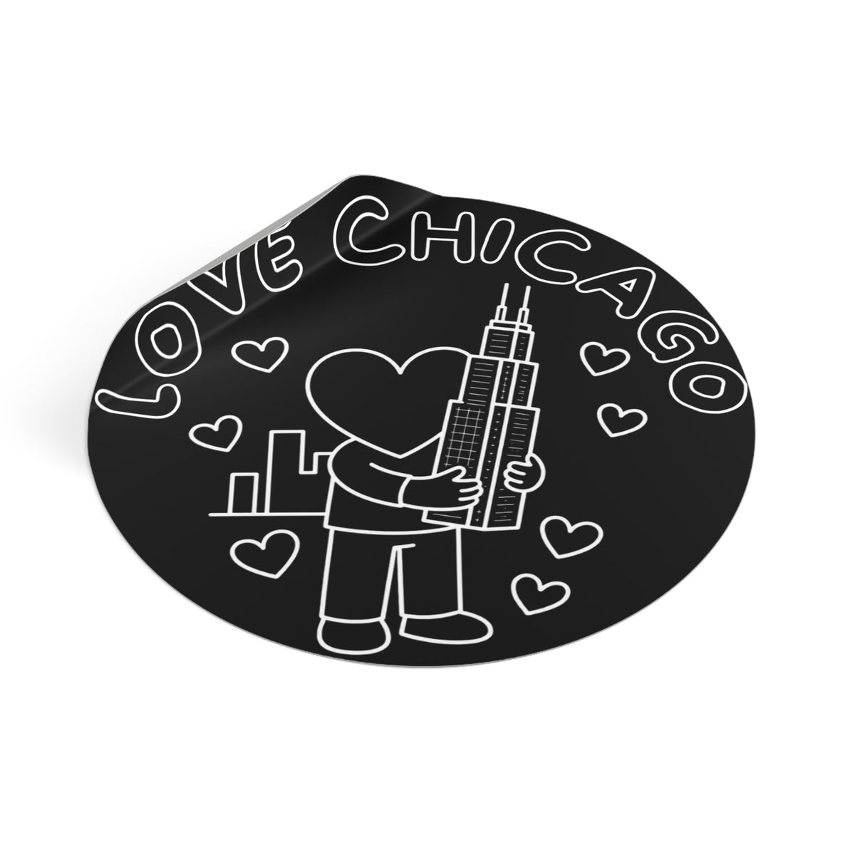 Love Chicago Sears Tower Round Vinyl Sticker