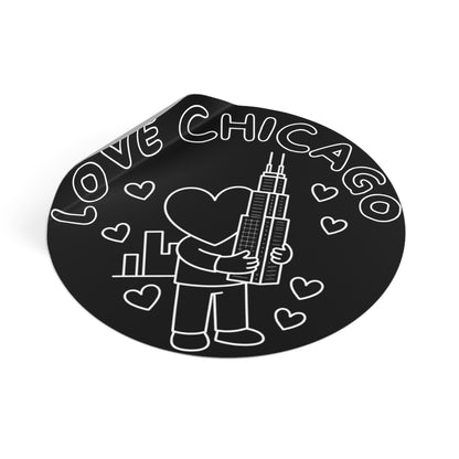 Love Chicago Sears Tower Round Vinyl Sticker
