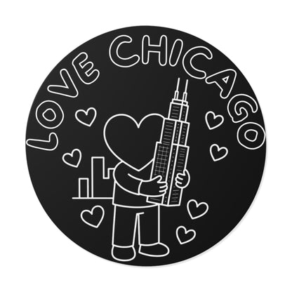 Love Chicago Sears Tower Round Vinyl Sticker