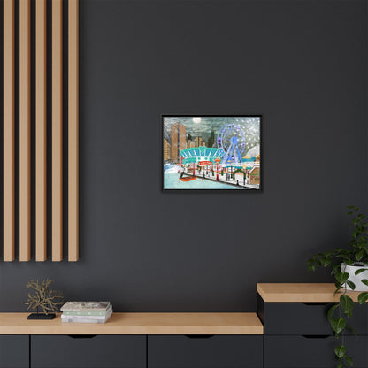 Framed Lovly Pier Canvas — Nightscape Wall Art