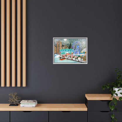 Framed Lovly Pier Canvas — Nightscape Wall Art