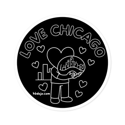 "Love Chicago" Round Vinyl Sticker