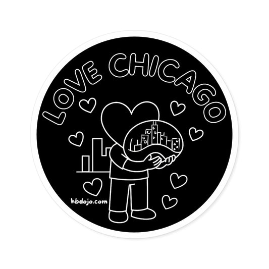 "Love Chicago" Round Vinyl Sticker